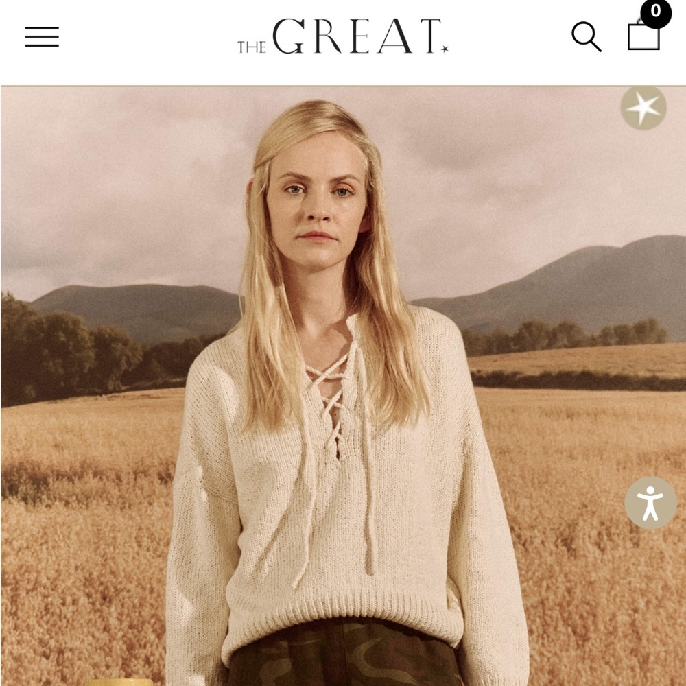 THE GREAT. Lace Up Pullover Size 1 EUC